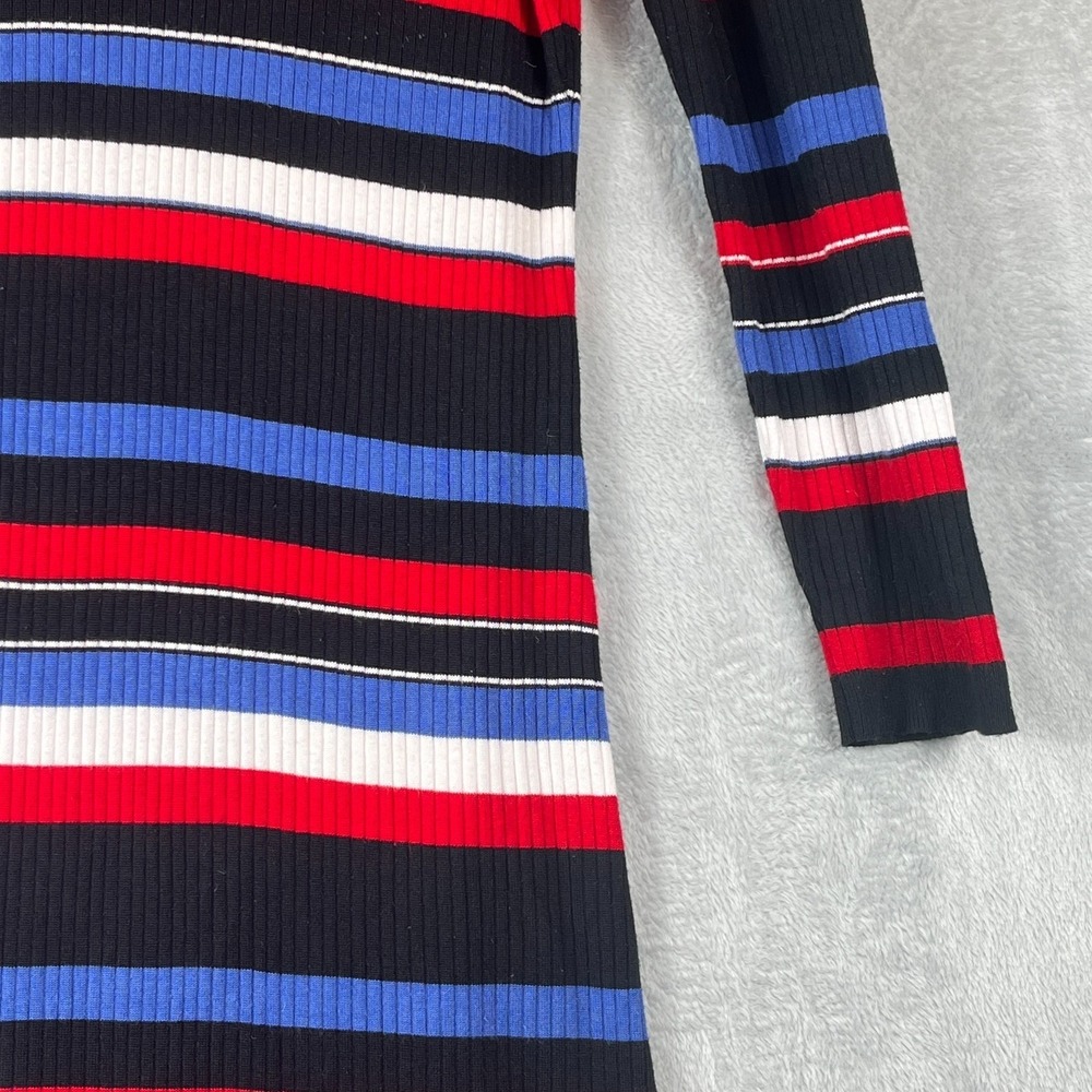 Lane Bryant Womens 18/20 Ribbed Knit Maxi Dress Striped Red Blue White Stretch - Picture 5 of 10